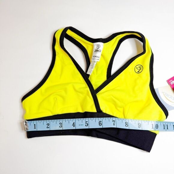 Zumba NWT! Women's Flash V-Bra Top Lemon Yellow Size XS - Picture 2 of 5